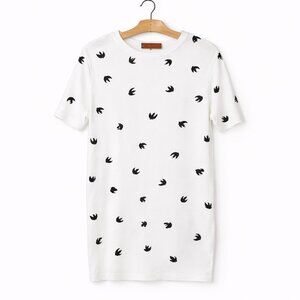 MCQ BY ALEXANDER McQUEEN | Signature Swallow Print Longline Shirt – Size Large